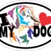 Colorful Dachshund Oval I Love My Dog Sticker