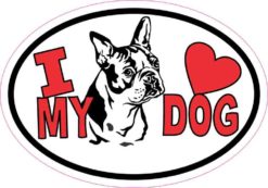 Boston Terrier Oval I Love My Dog Sticker