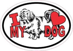 Pekingese Oval I Love My Dog Sticker
