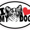 Papillon Oval I Love My Dog Sticker