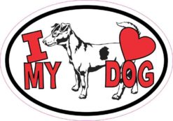 Jack Russell Oval I Love My Dog Sticker