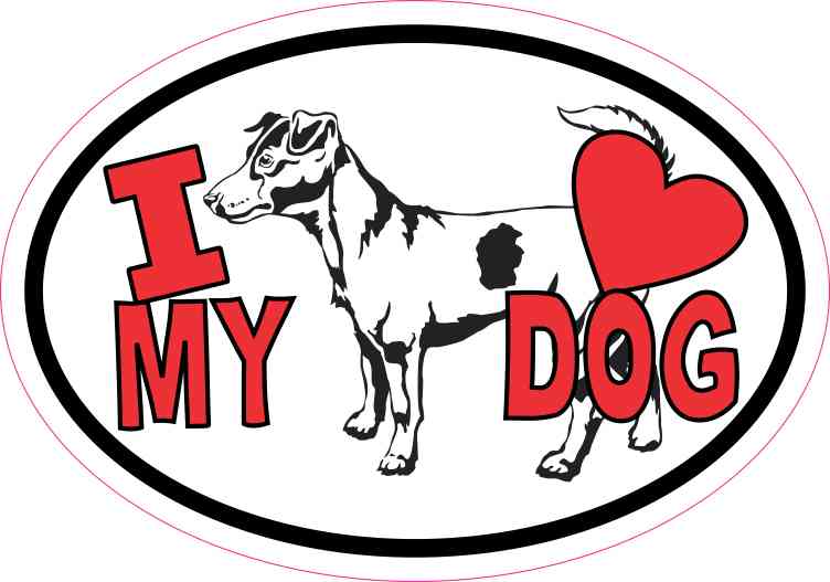 Jack Russell Oval I Love My Dog Sticker