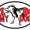 Pit Bull Oval I Love My Dog Sticker