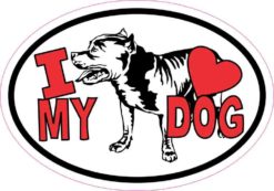 Pit Bull Oval I Love My Dog Sticker