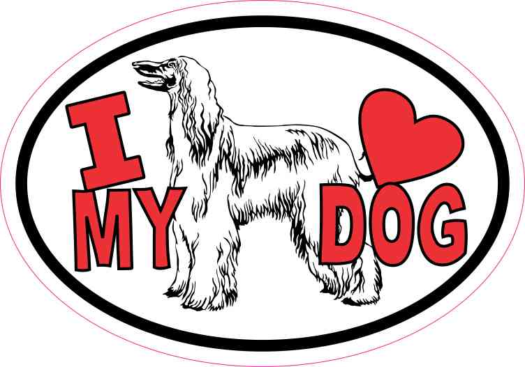Afghan Hound Oval I Love My Dog Sticker