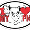Oval I Love My Pig Sticker