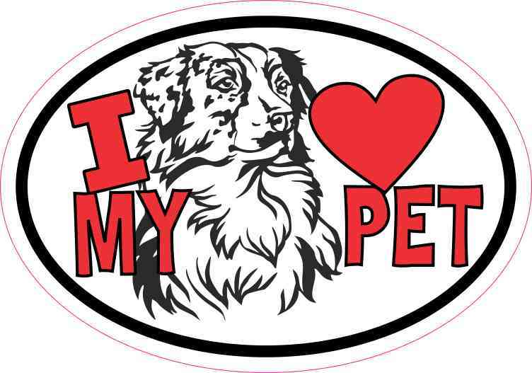 Australian Shepherd Oval I Love My Pet Sticker
