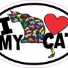 Oval I Love My Cat Sticker