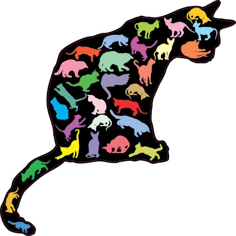 Colorful Cat Silhouette Sticker