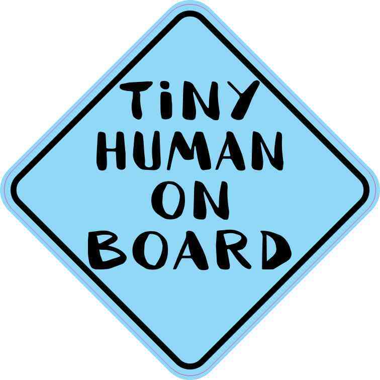 Blue Tiny Human on Board Sticker