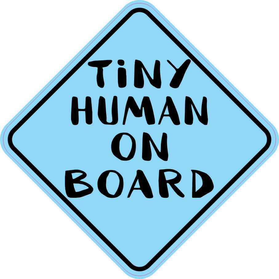 Blue Tiny Human on Board Sticker