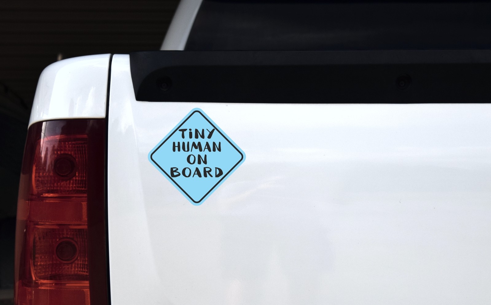 Blue Tiny Human on Board Sticker