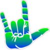 Green and Blue ASL I Love You Sticker