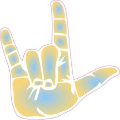Yellow and Blue ASL I Love You Sticker