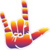 Red Purple and Orange ASL I Love You Sticker