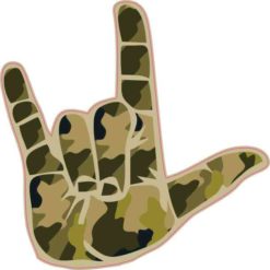 Camouflage ASL I Love You Sticker