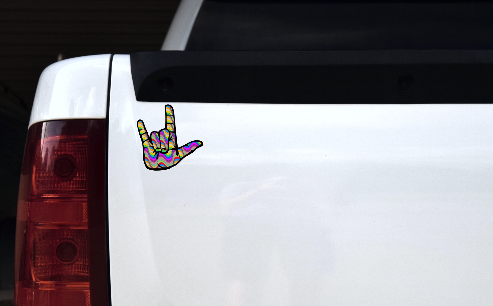Psychedelic Wave ASL I Love You Sticker