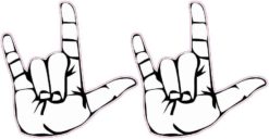 Black and White ASL I Love You Stickers