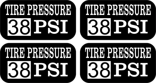 Tire Pressure 38 PSI Stickers