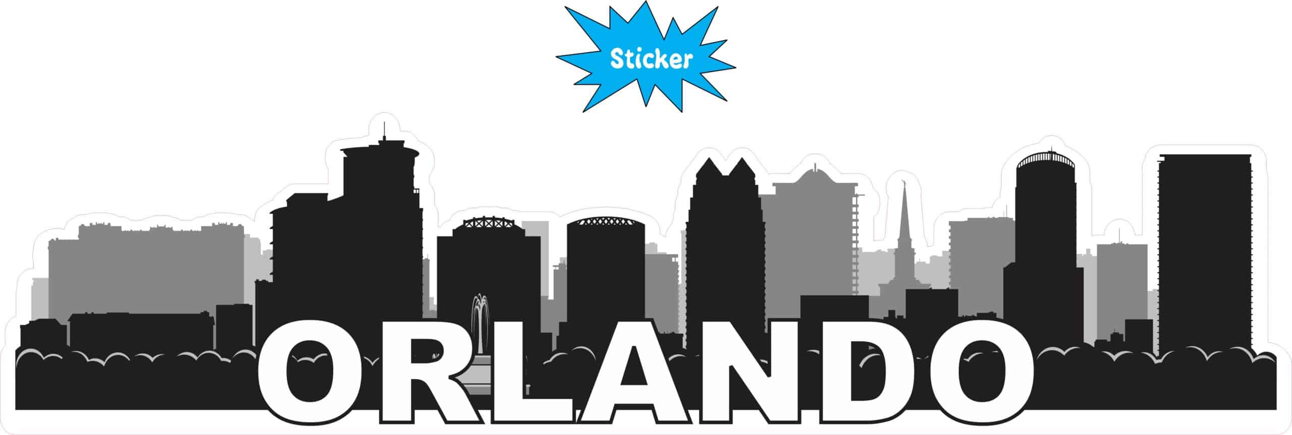 10in x 2.5in Orlando Skyline Sticker