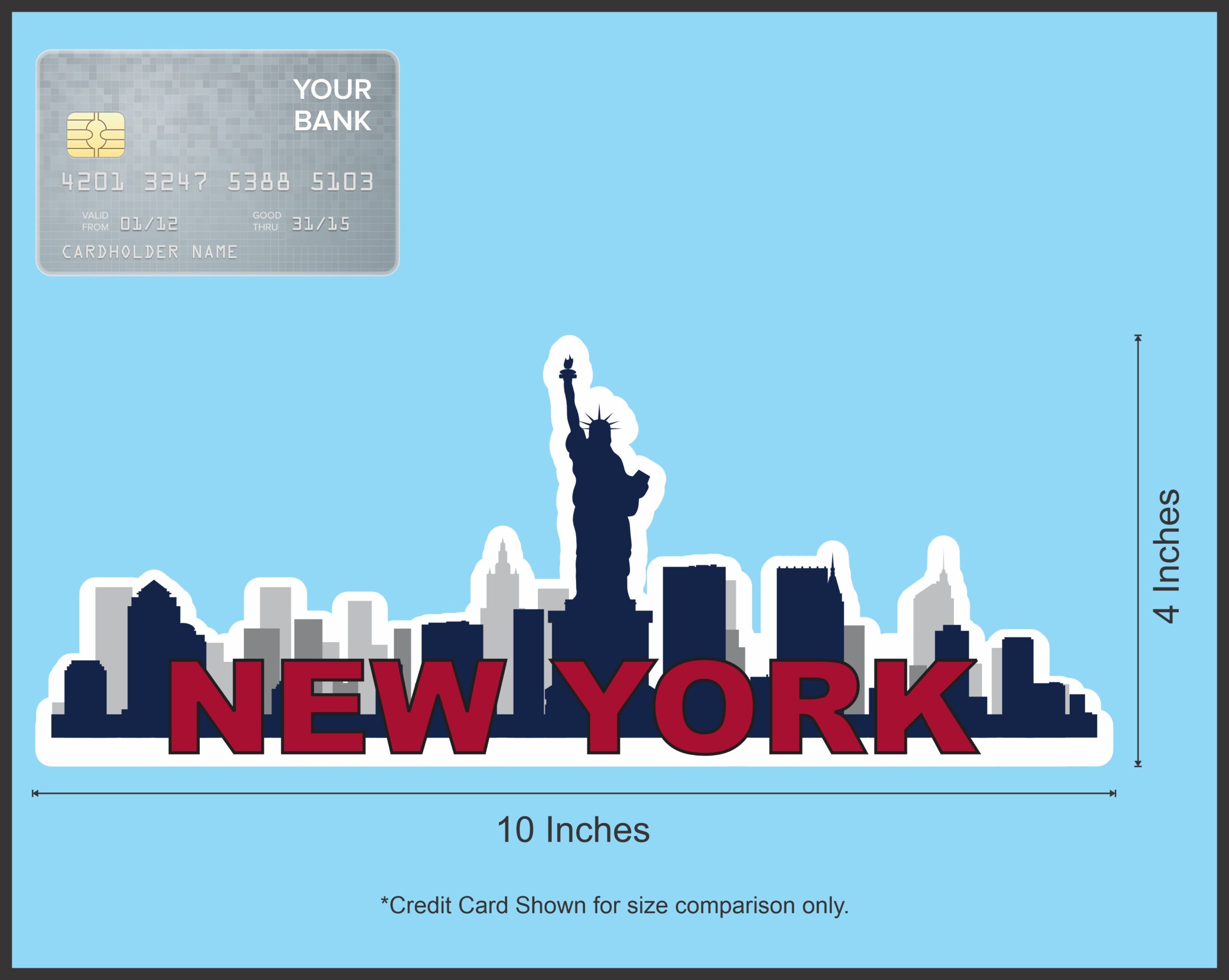 10in x 4in Patriotic New York Skyline Sticker