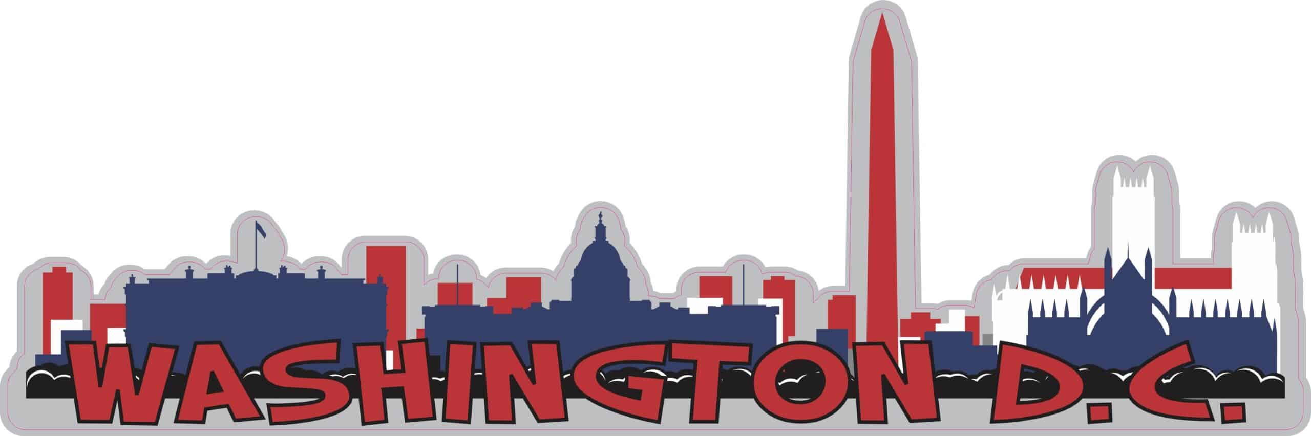 10in x 3.25in Patriotic Washington D.C. Skyline Sticker