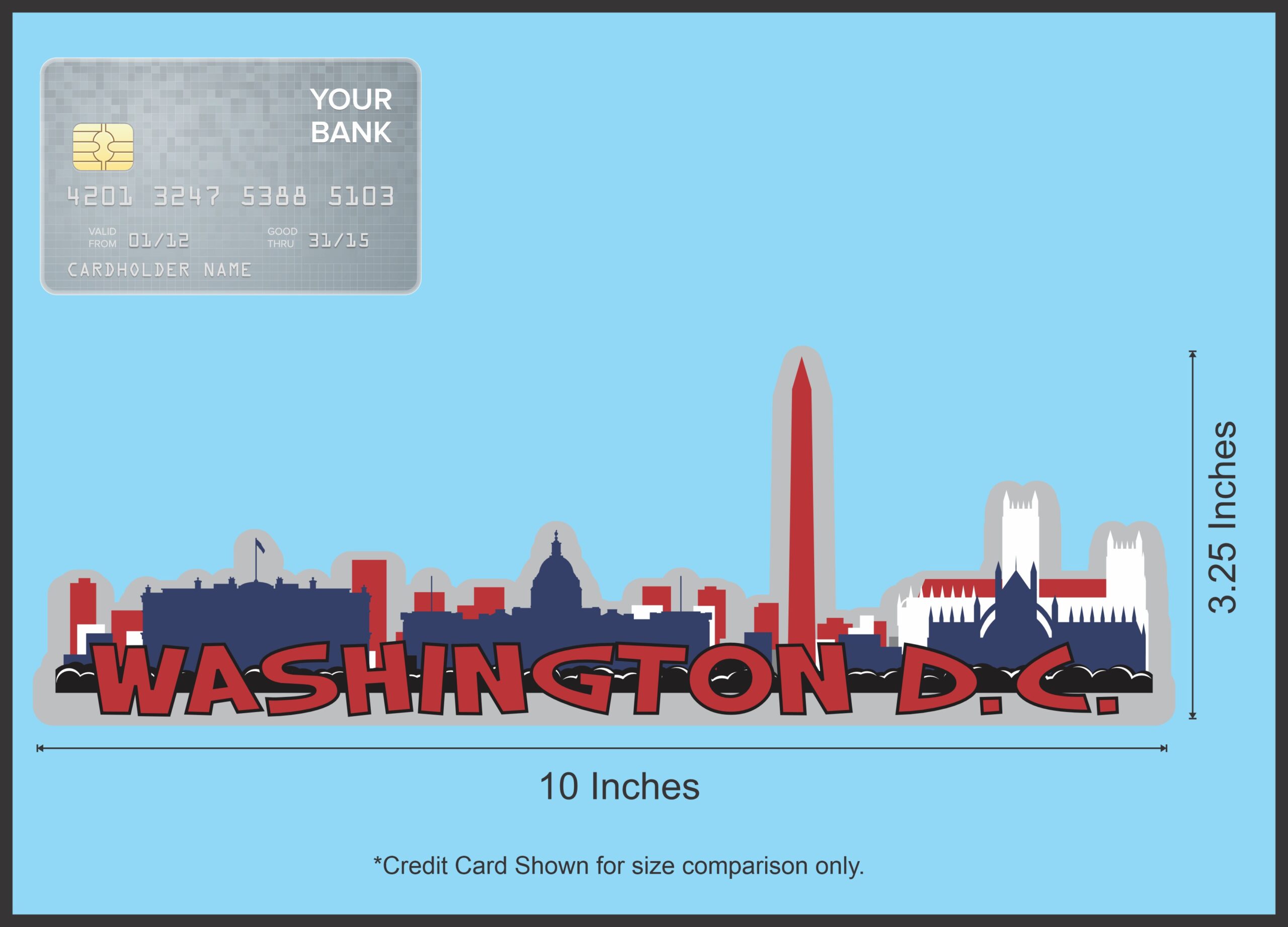 10in x 3.25in Patriotic Washington D.C. Skyline Sticker