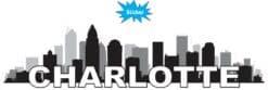 10in x 2.5in Large Letters Charlotte Skyline Sticker