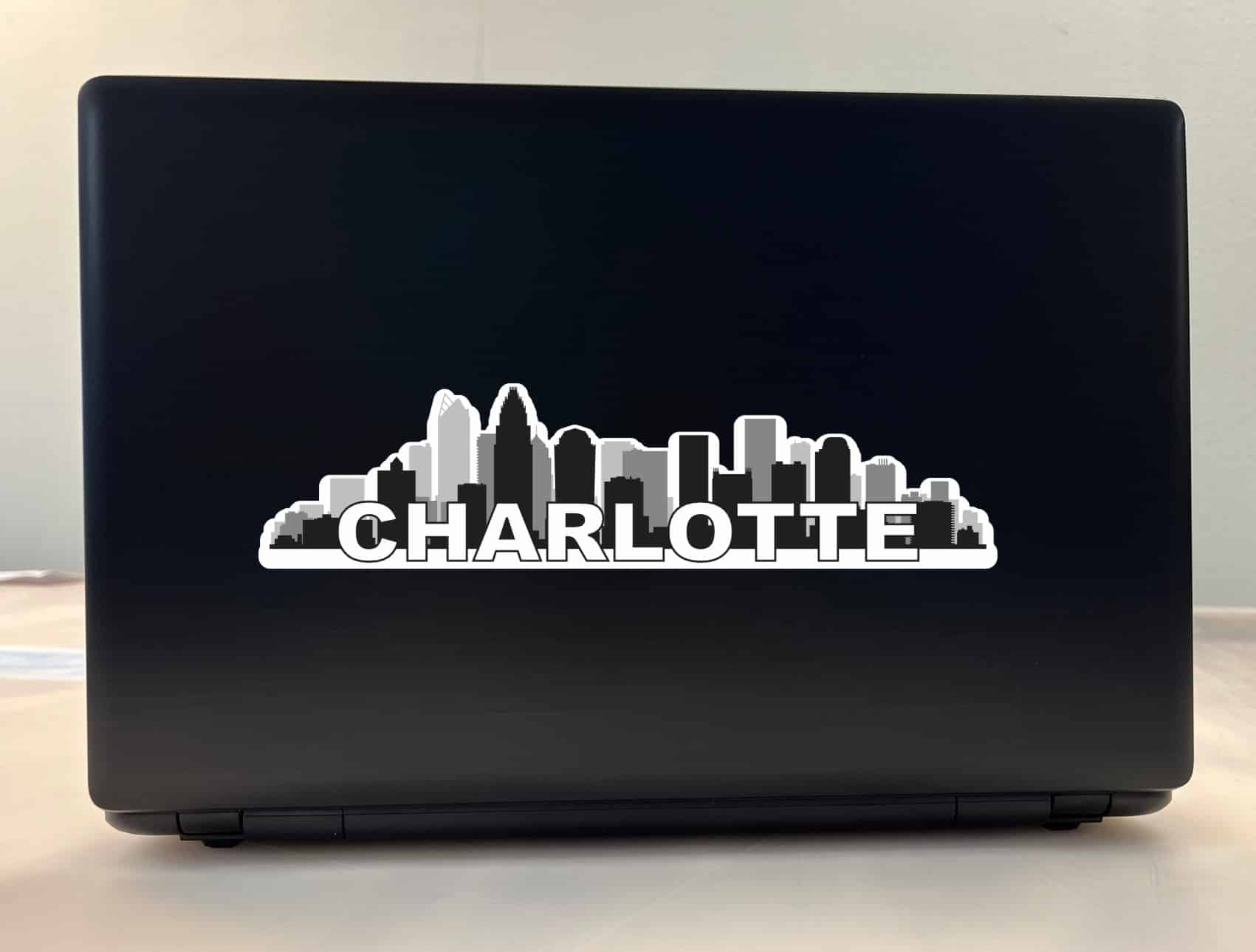 10in x 2.5in Large Letters Charlotte Skyline Sticker