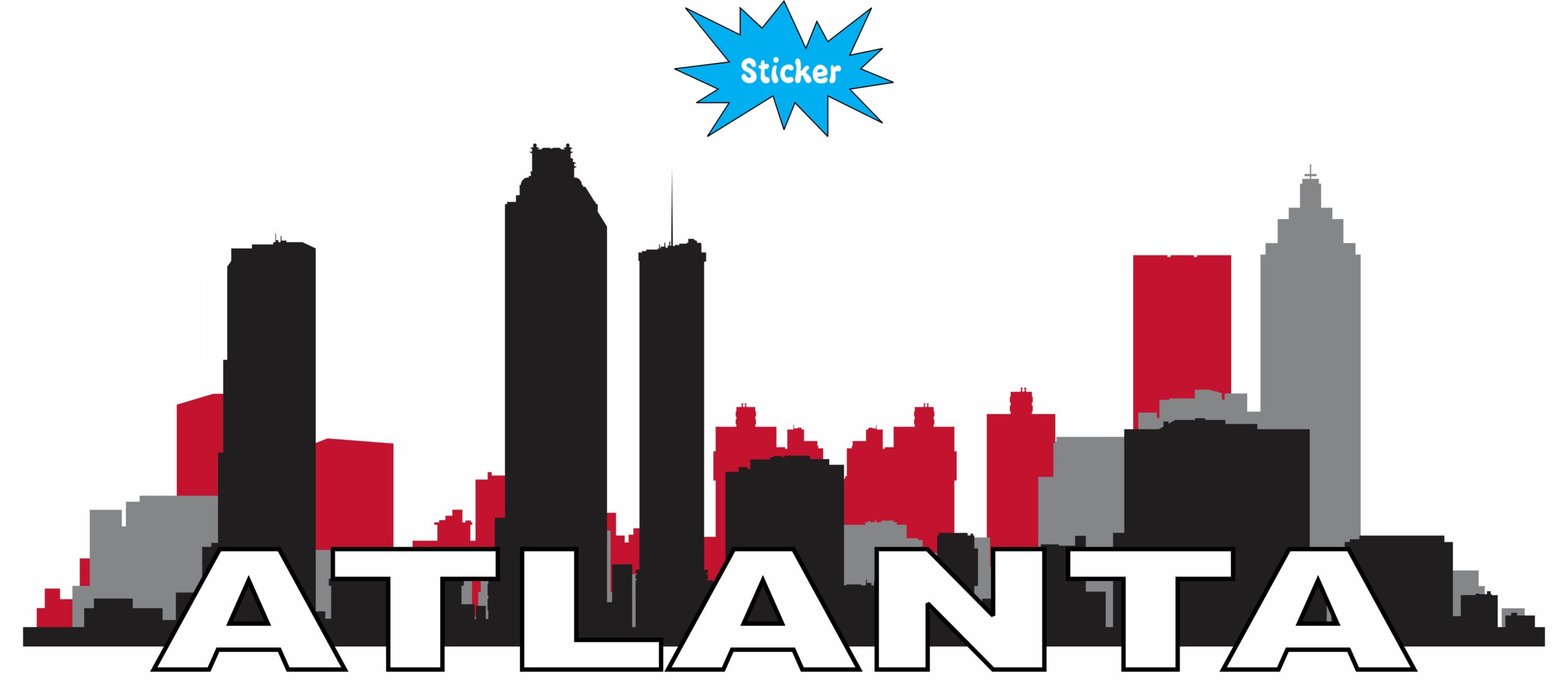 10in x 3.5in Red Atlanta Skyline Sticker