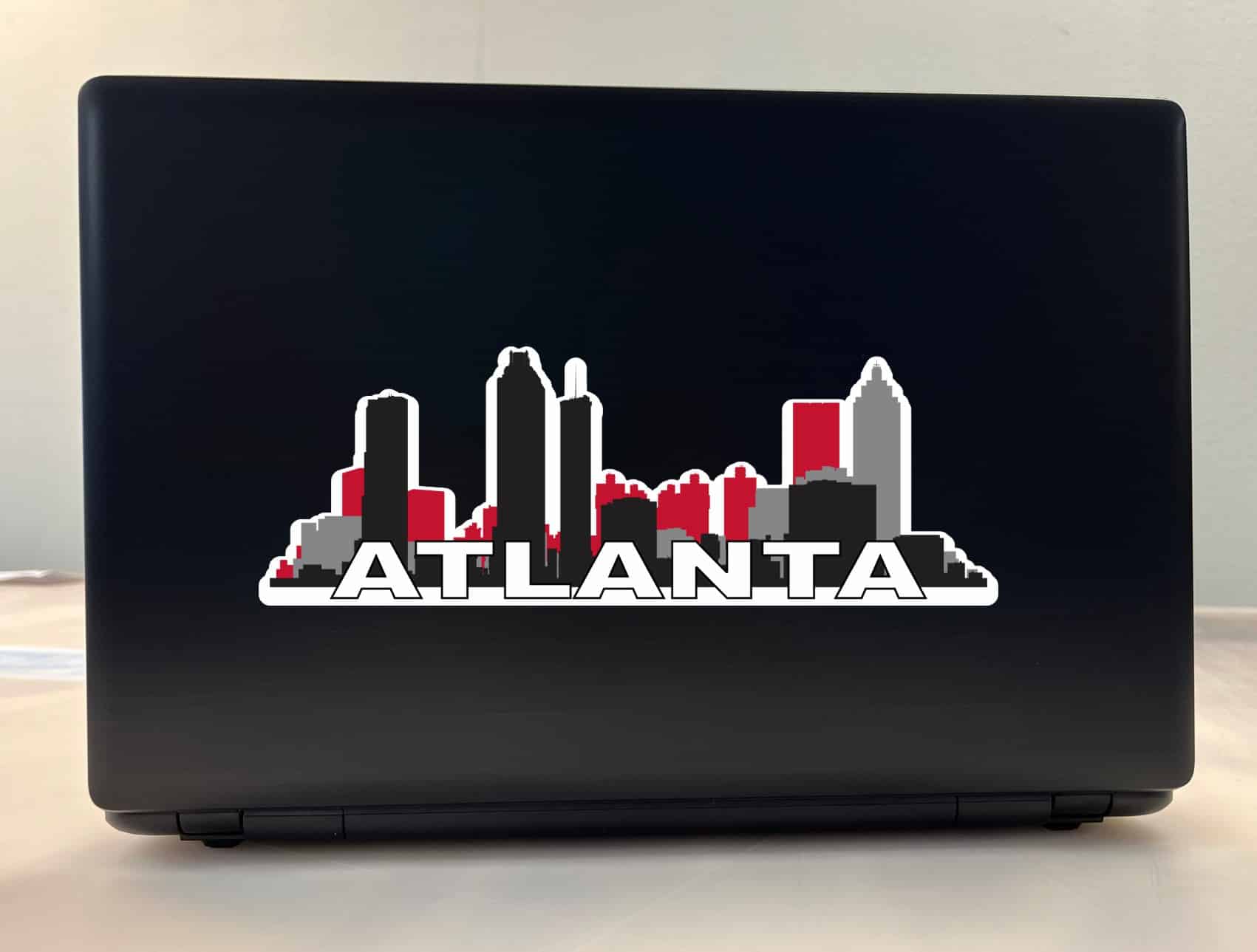 10in x 3.5in Red Atlanta Skyline Sticker