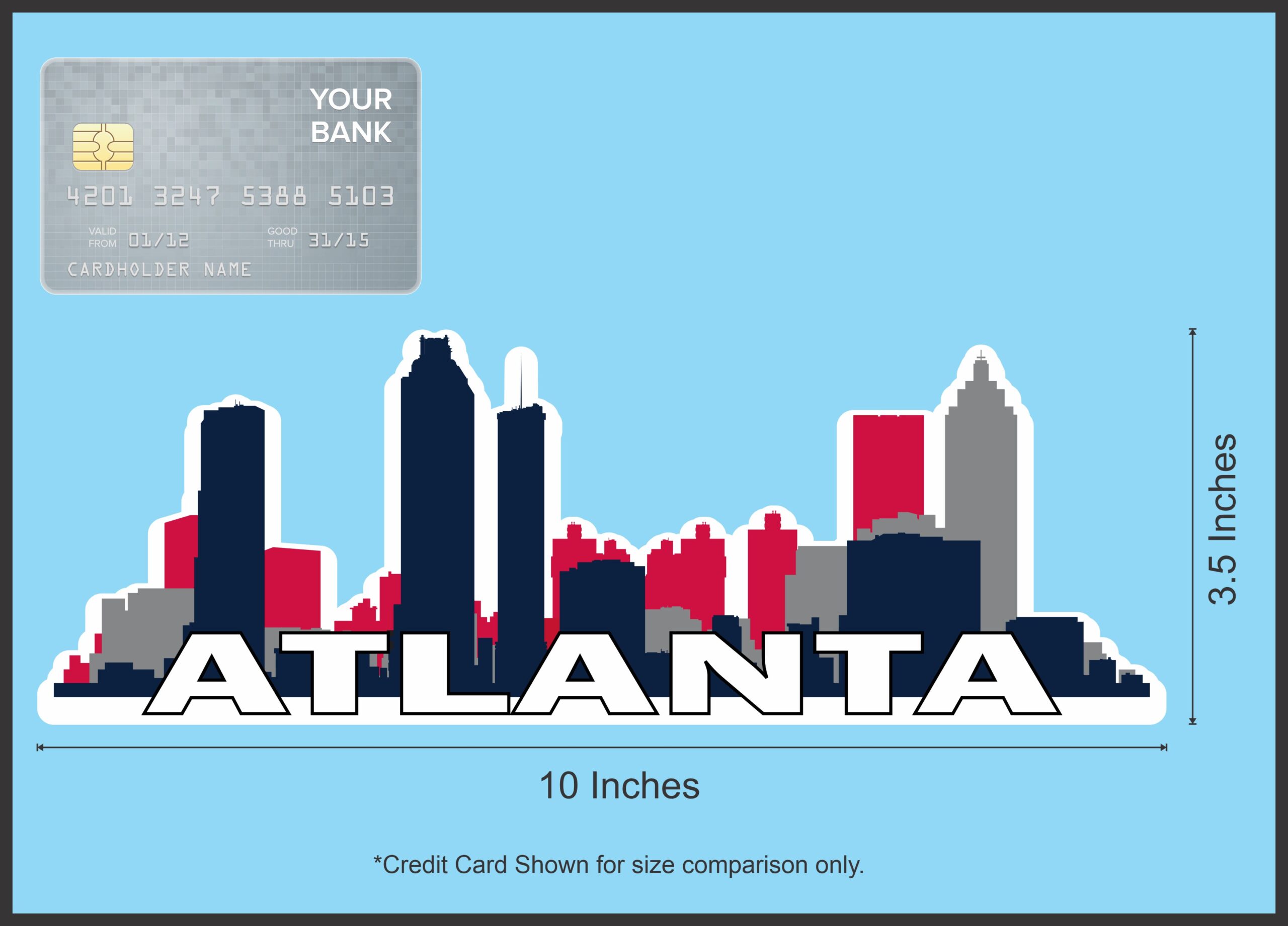 10in x 3.5in Patriotic Atlanta Skyline Sticker