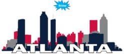 10in x 3.5in Patriotic Atlanta Skyline Sticker