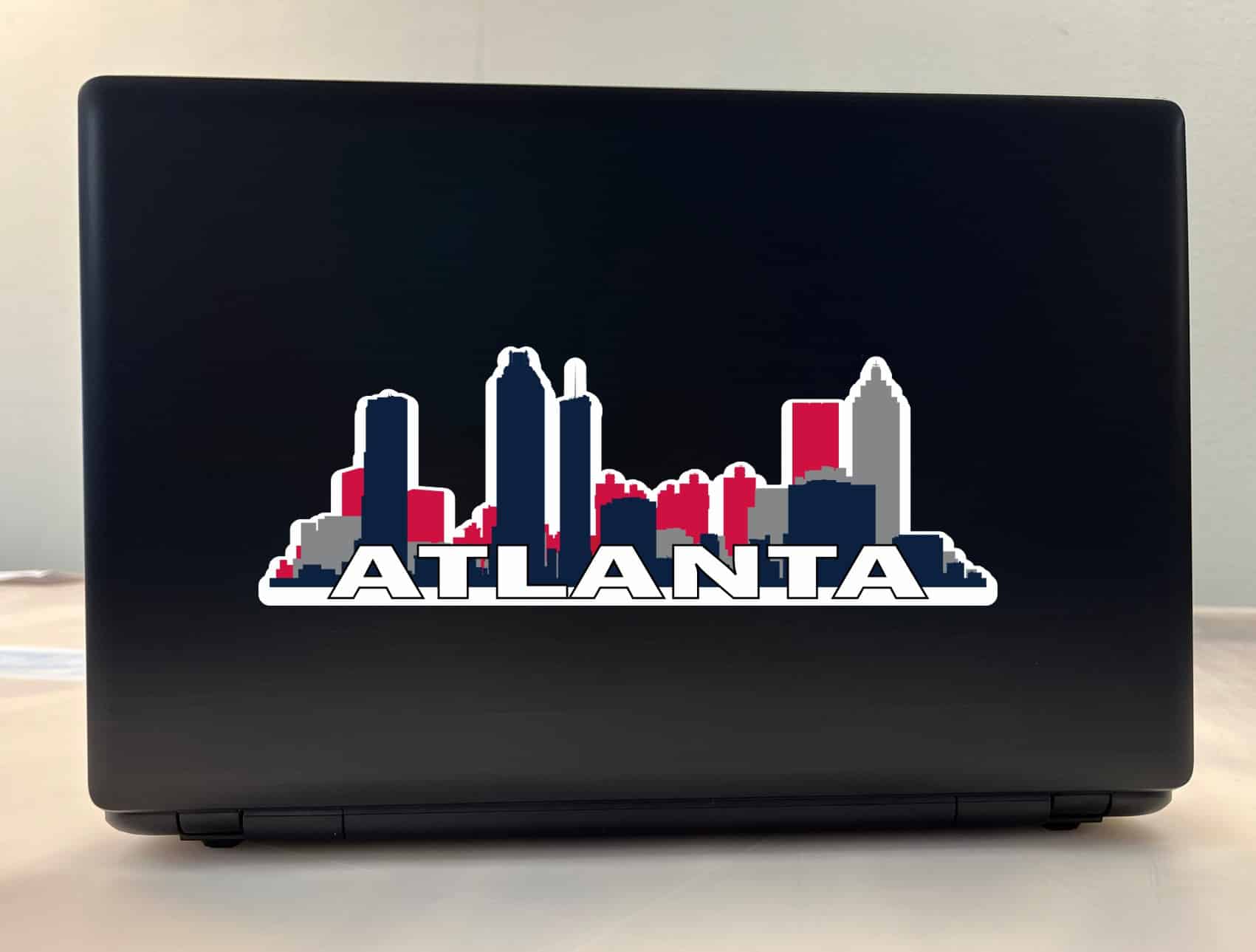 10in x 3.5in Patriotic Atlanta Skyline Sticker