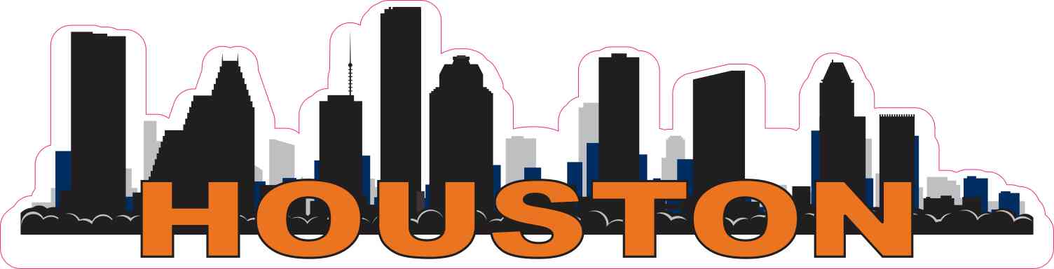 Orange and Blue Houston Skyline Sticker