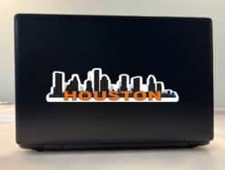 10in x 2.5in Orange and Blue Houston Skyline Sticker