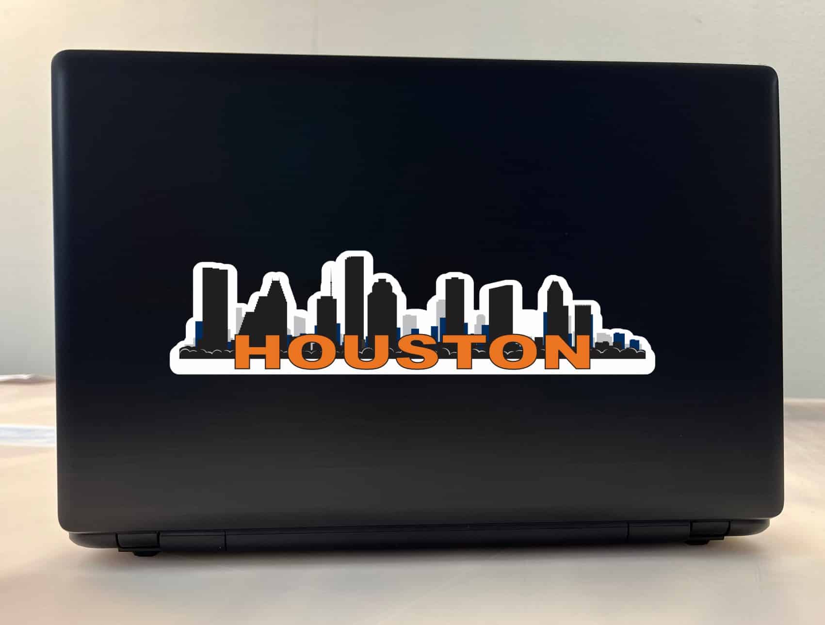10in x 2.5in Orange and Blue Houston Skyline Sticker