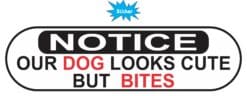 10in x 3in Oblong Notice Dog Bites Sticker