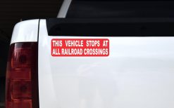 Red This Vehicle Stops at All Railroad Crossings Magnet