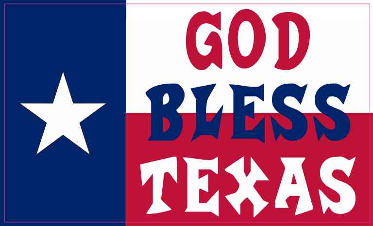 Red White and Blue Flag God Bless Texas Sticker