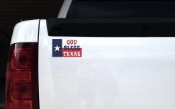 Red White and Blue Flag God Bless Texas Sticker