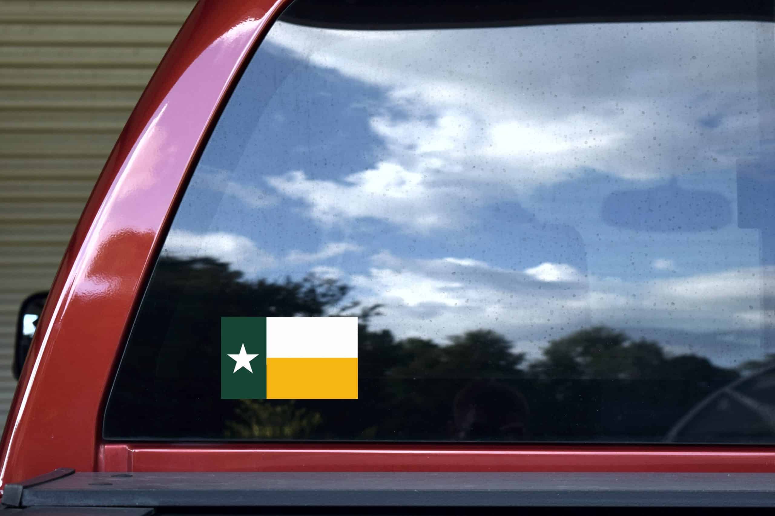 5in x 3in Green and Gold Texas Flag Sticker - Image 5