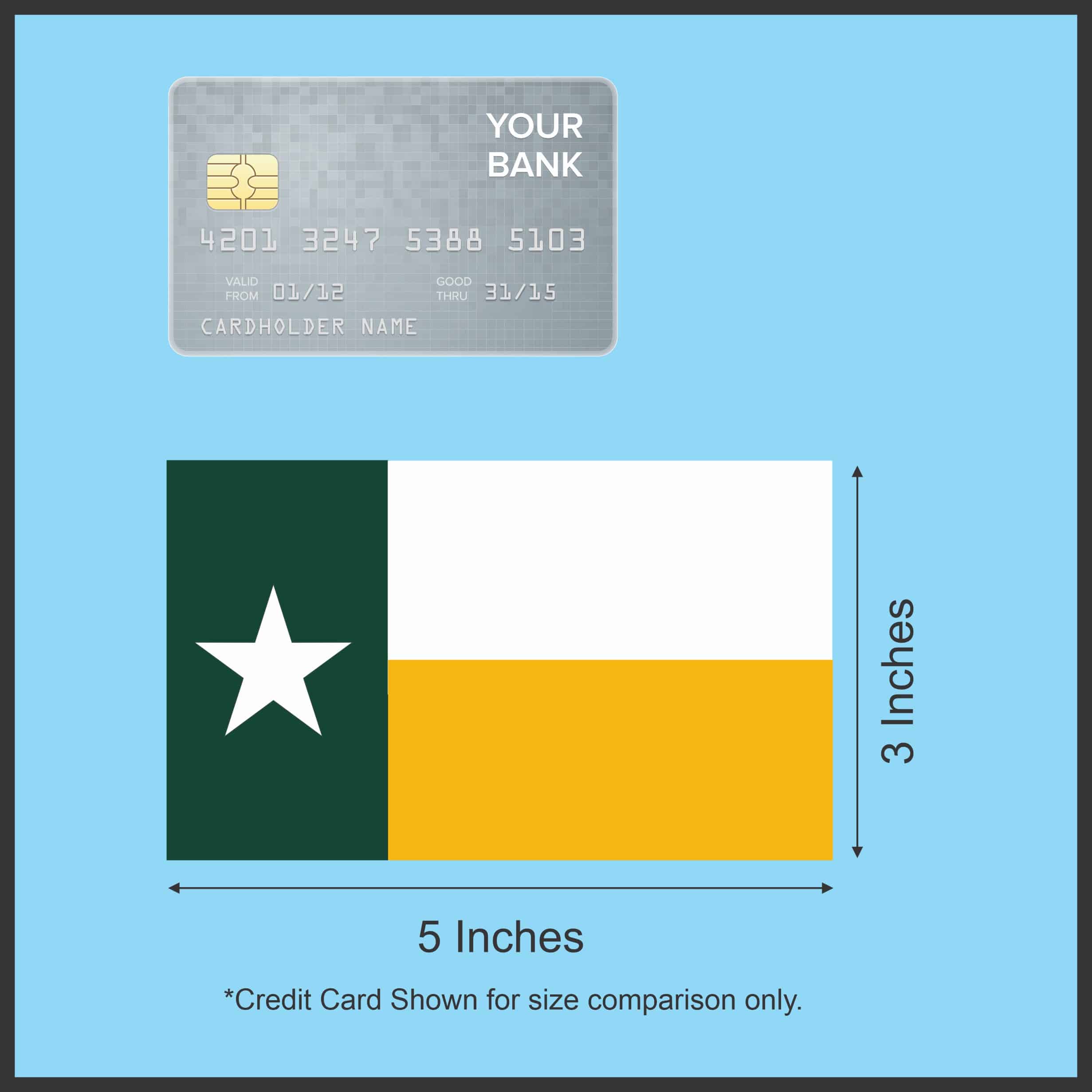 5in x 3in Green and Gold Texas Flag Sticker - Image 6