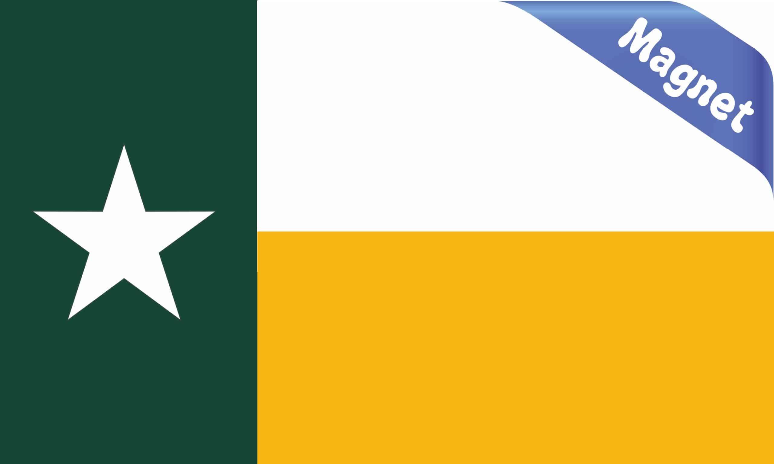 5in x 3in Green and Gold Texas Flag Magnet - Image 2