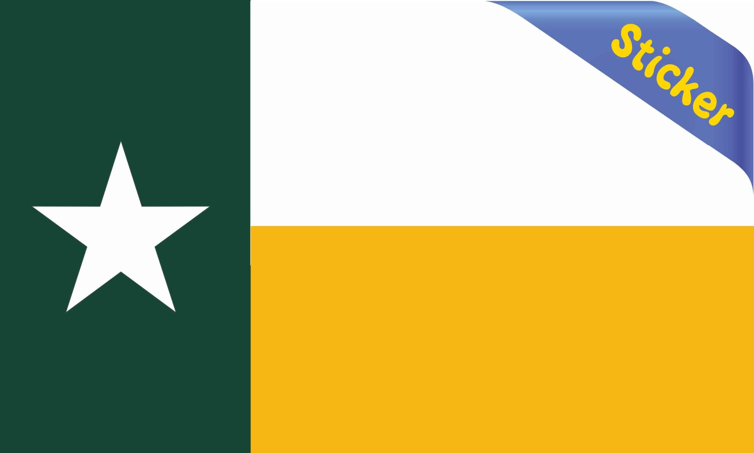 5in x 3in Green and Gold Texas Flag Sticker - Image 2