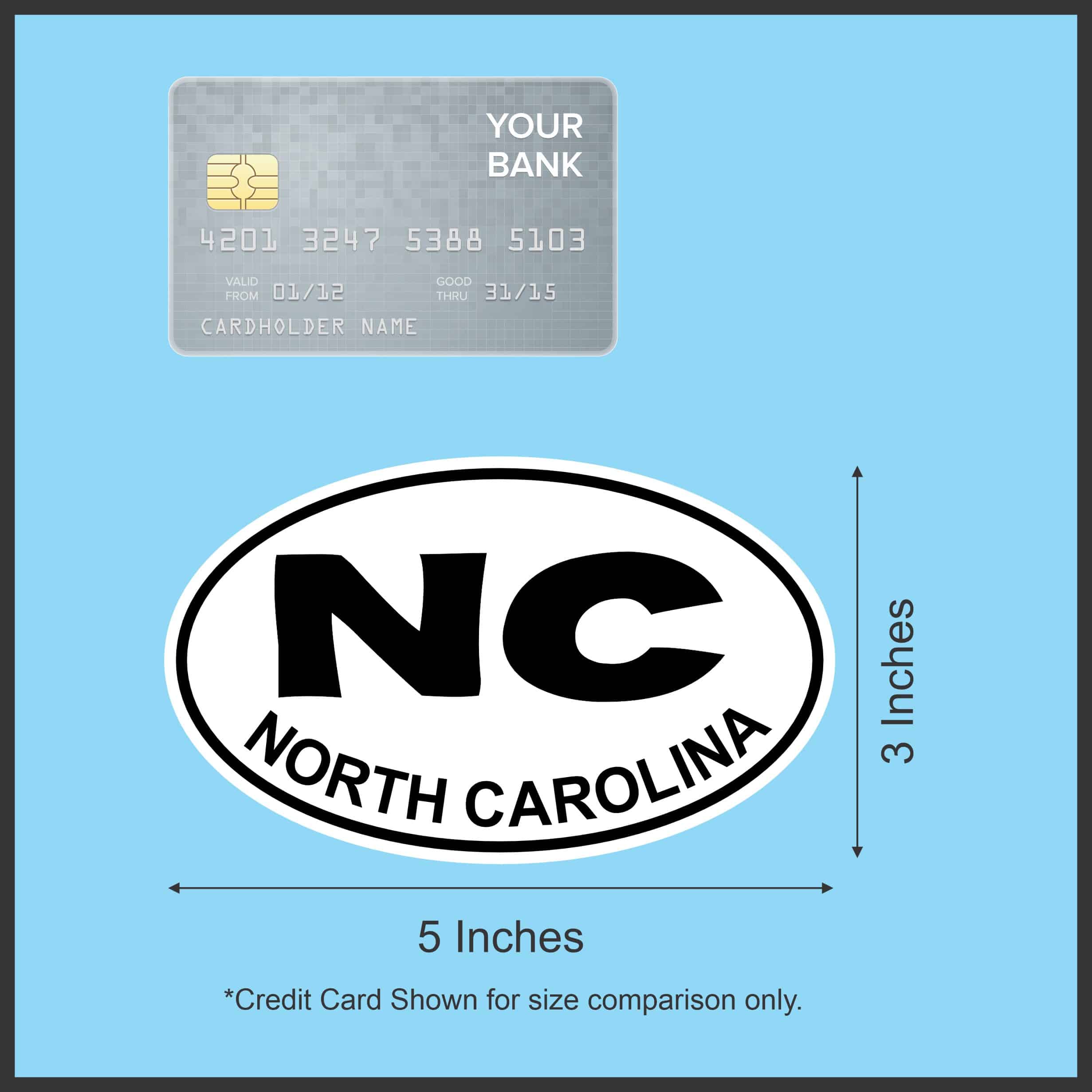 5in x 3in Oval NC North Carolina Sticker