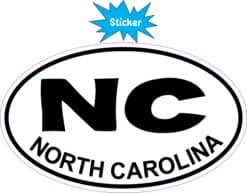 5in x 3in Oval NC North Carolina Sticker