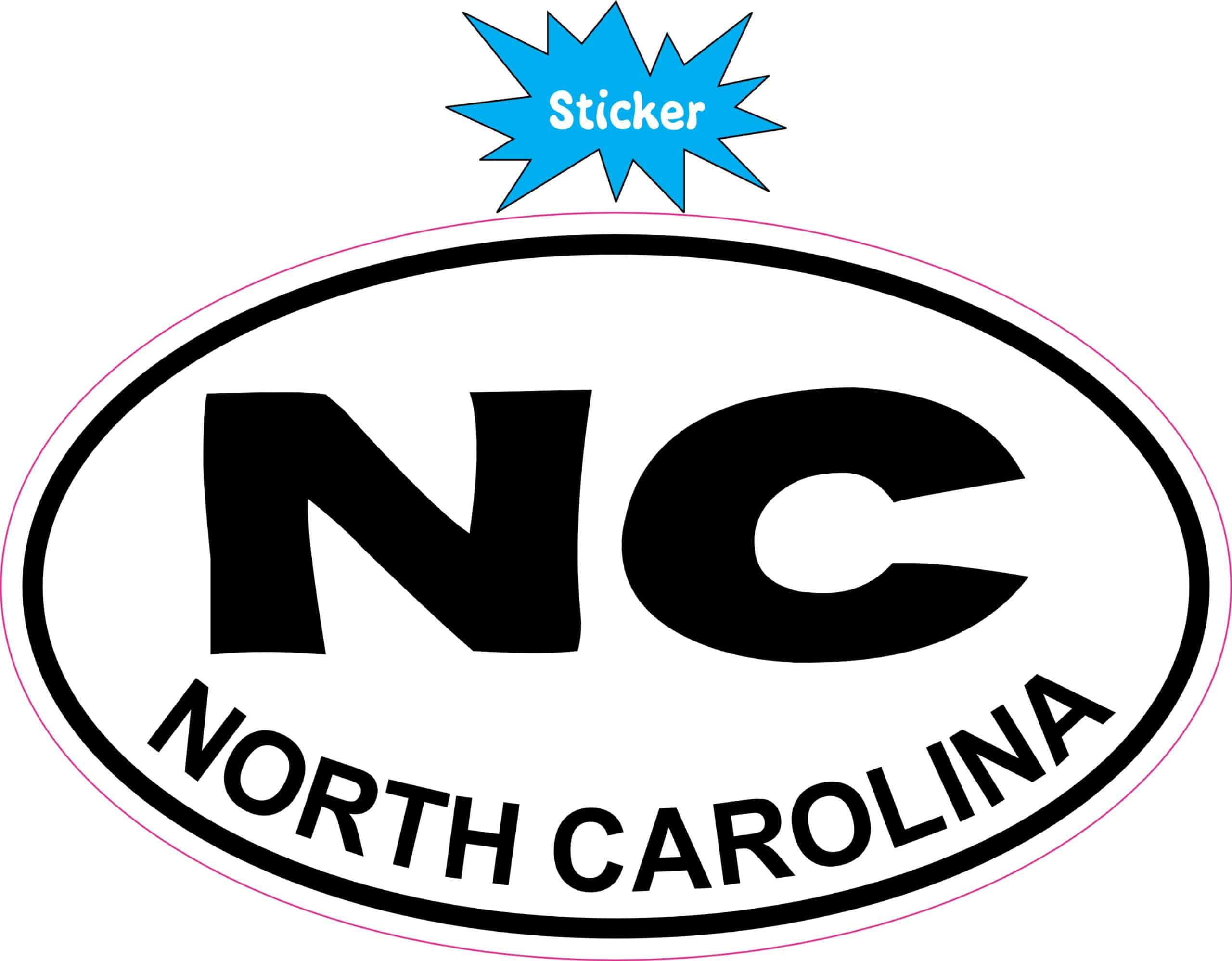 5in x 3in Oval NC North Carolina Sticker