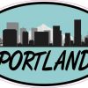 Teal Oval Portland Skyline Sticker