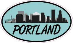 Teal Oval Portland Skyline Sticker